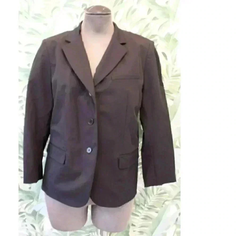 Vtg Women's DKNY Black Blazer 3/4 Sleeve Nylon Blend Career Business Jacket 10 - Picture 1 of 5